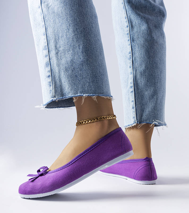 Fioletowe materiałowe balerinki z kokardką 8-27 38 Marka inna