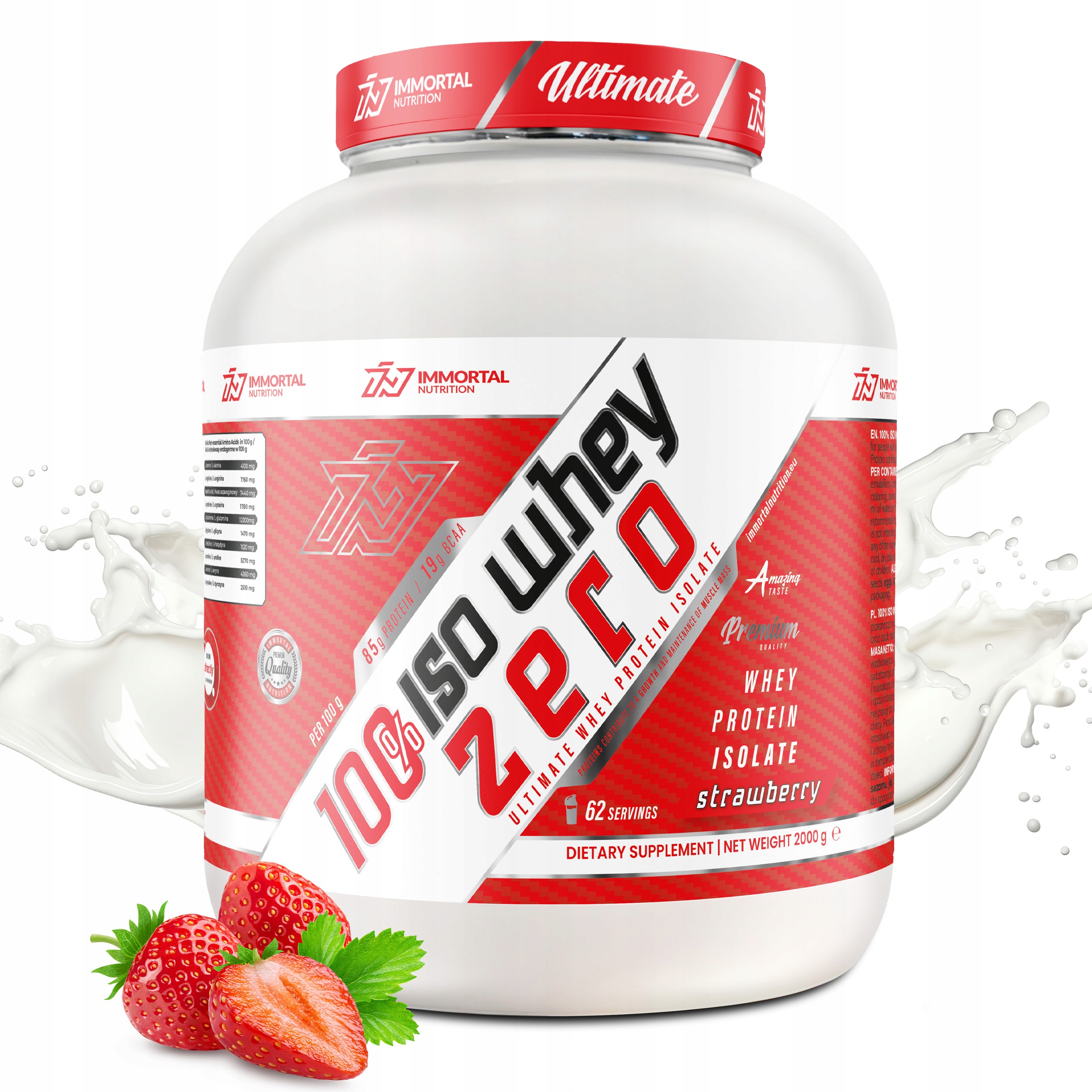 Immortal Iso Whey Zero 2000g Protein Bílkovina Izolát Wpi 2KG Svalová Hmota