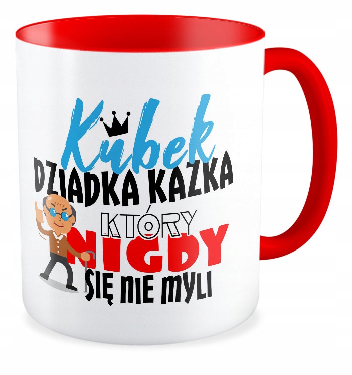 

Kubek czerwony Dzień Dziadka Dużo Wzorów + Imię