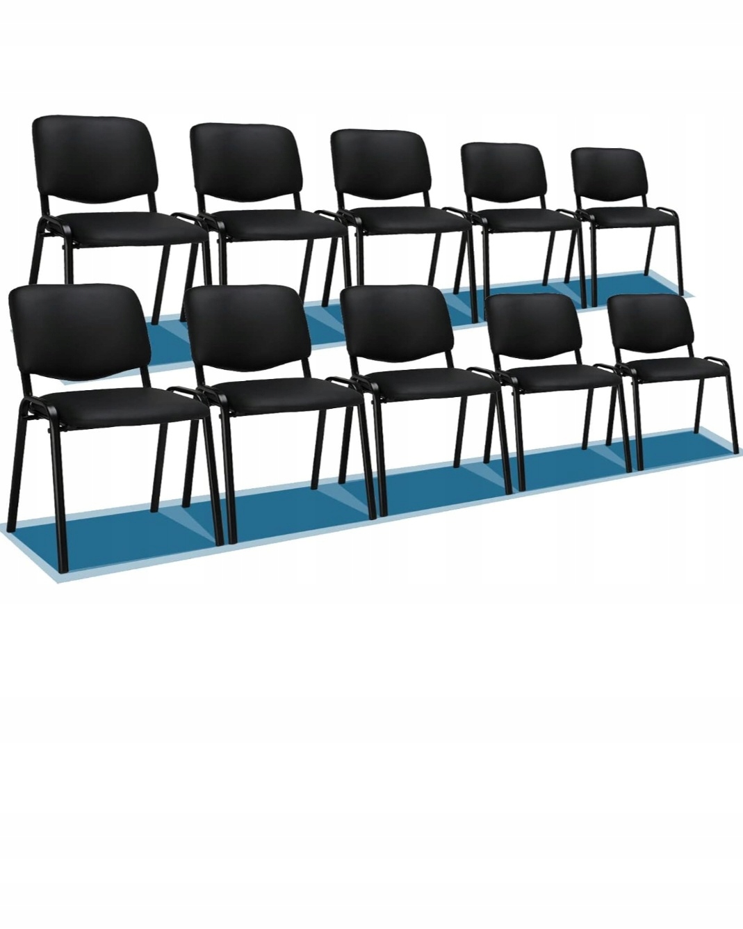 5 x Konferenčná stolička do čakárne z eko kože, čierna, sada 5ks
