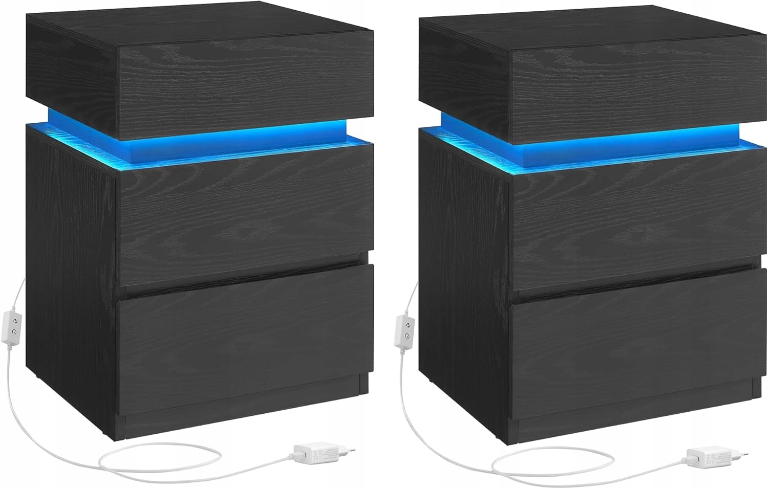 Nočná skrinka Nočný stolík s Rgb Led osvetlením do spálne, sada 2 ks
