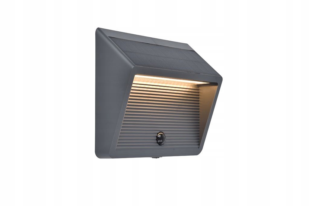 Lutec Linko Solární Led nástěnné svítidlo 11.5W s pohybovým senzorem IP54, šedé