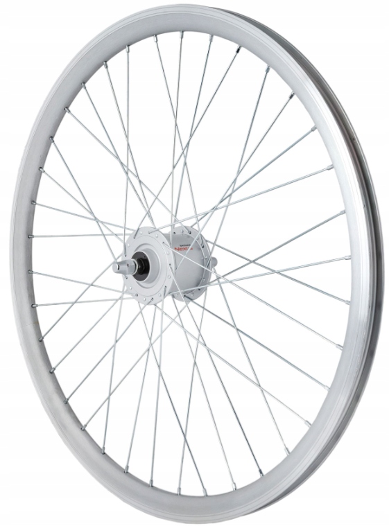Koło rowerowe przód 26 cali przednie Prądnica Shimano 3W Srebrne Stożkowe