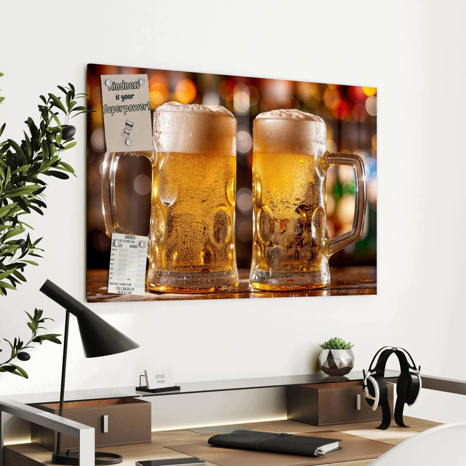 Magnetická tabule Dva Půllitry do piva 90 × 60 cm