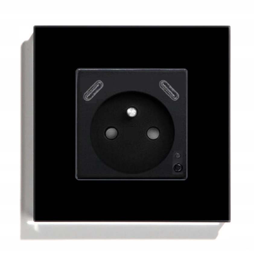 Elektrická Zásuvka Usb C+C Pro Wifi Skleněná Tuya Měření Energie 20W 3A Qc