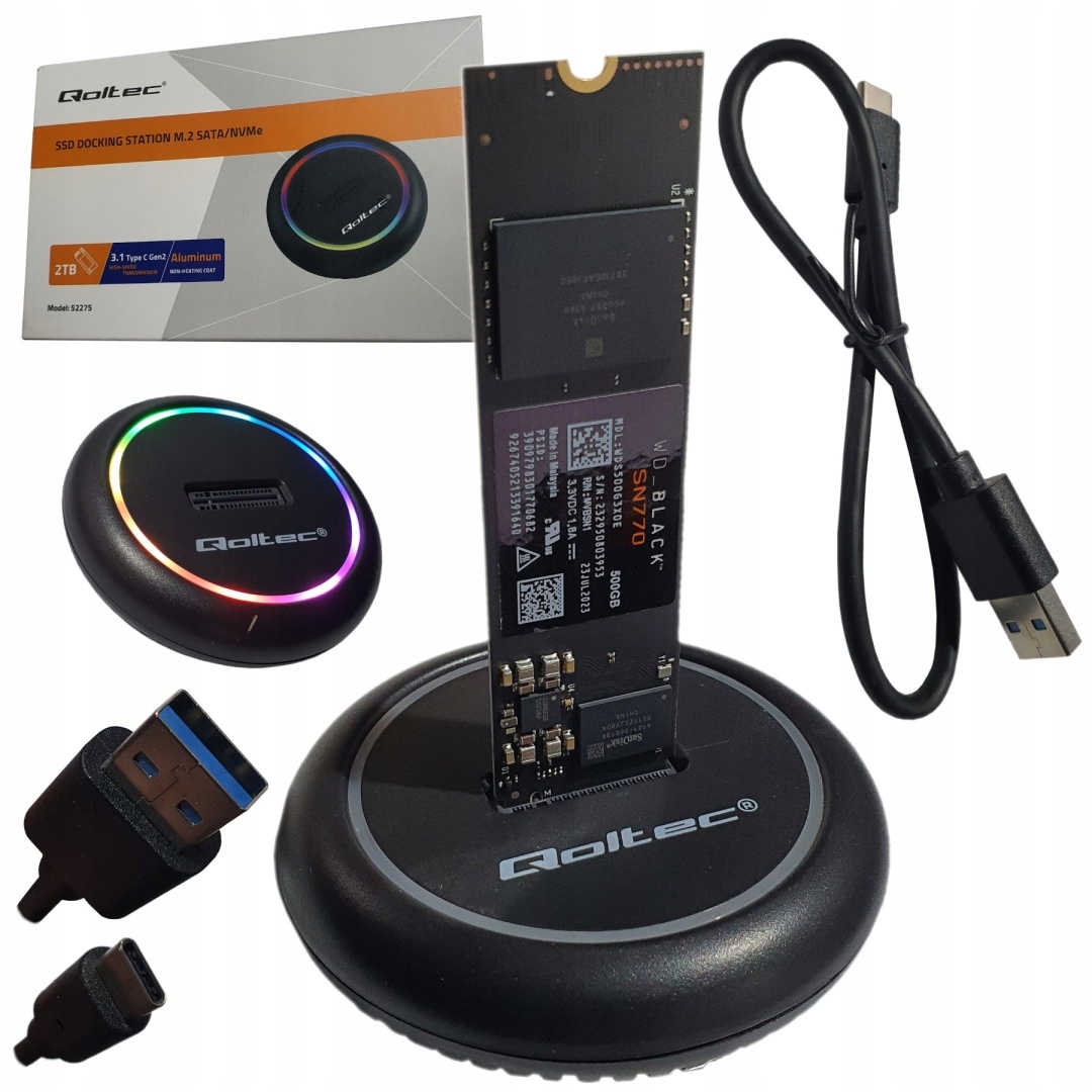 Qoltec Dokovací Stanice Pro Disky Ssd M.2 Nvme Sata Usb-c 2TB