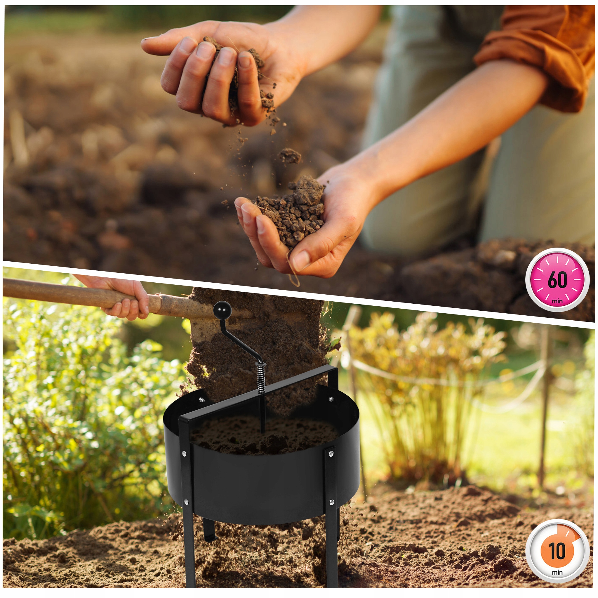 Sito ręczne do przesiewania kompostu piasku ziemi Ø40cm Marka inna