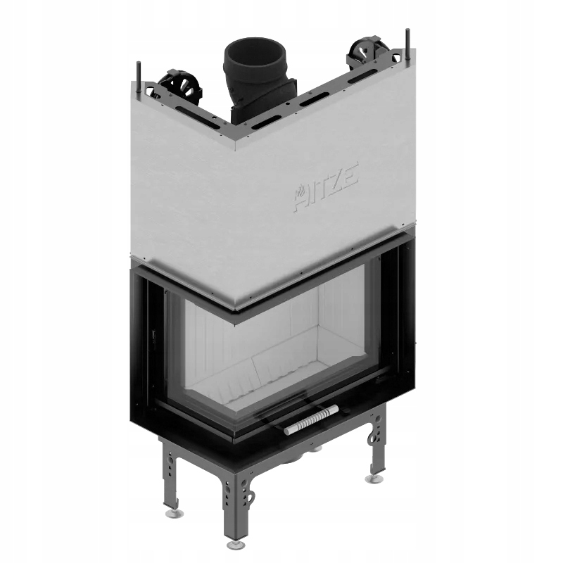 Ocelová rohová krbová vložka gilotina Kominek HST59x43.LG levá