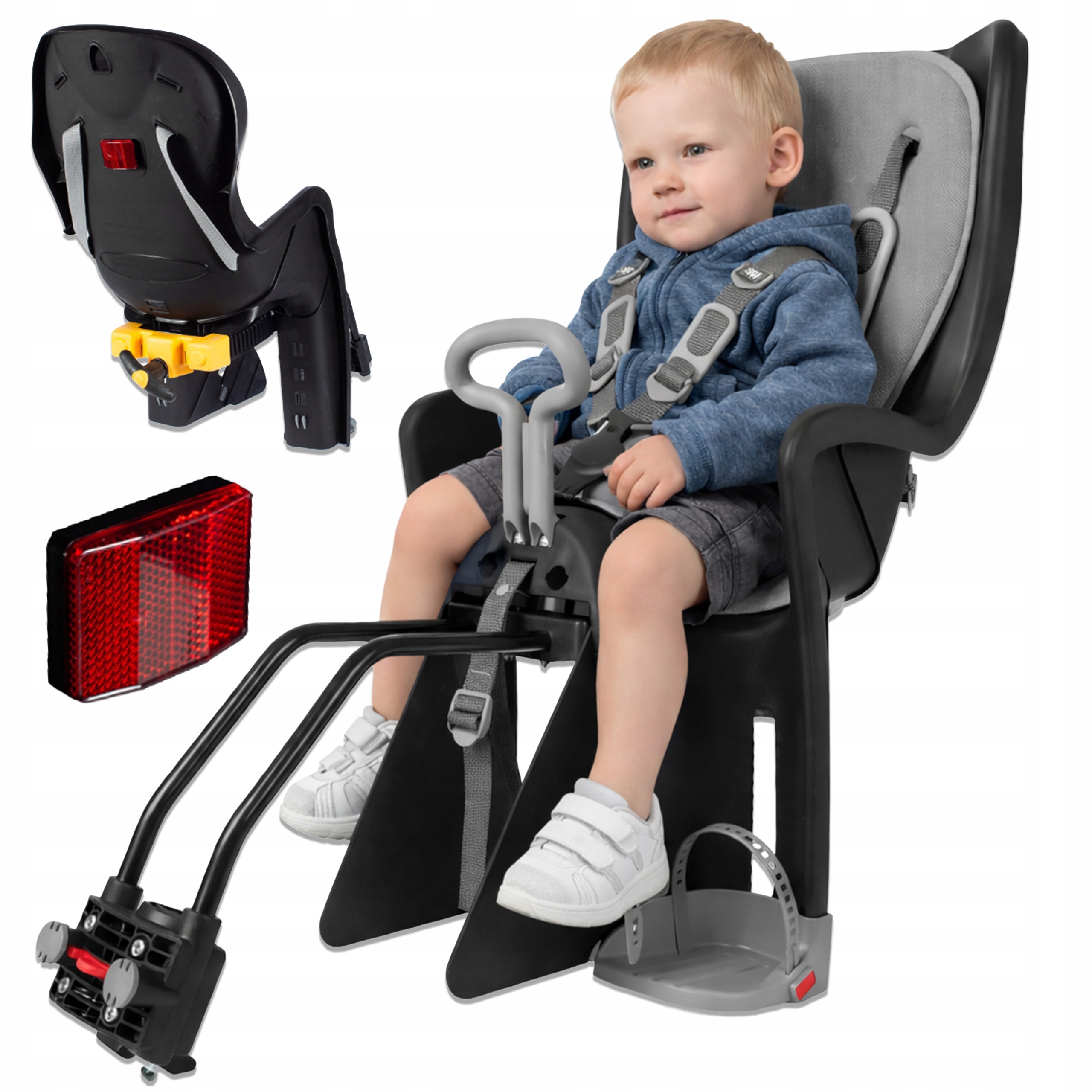 Dětská Zadní Cyklistická Sedačka pro dlouhé trasy Sklopný pás úchyt 22 kg