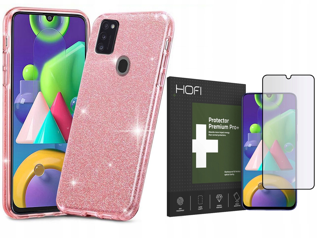 

Glitter - Etui Case Brokat Do - Galaxy M21 +szkło