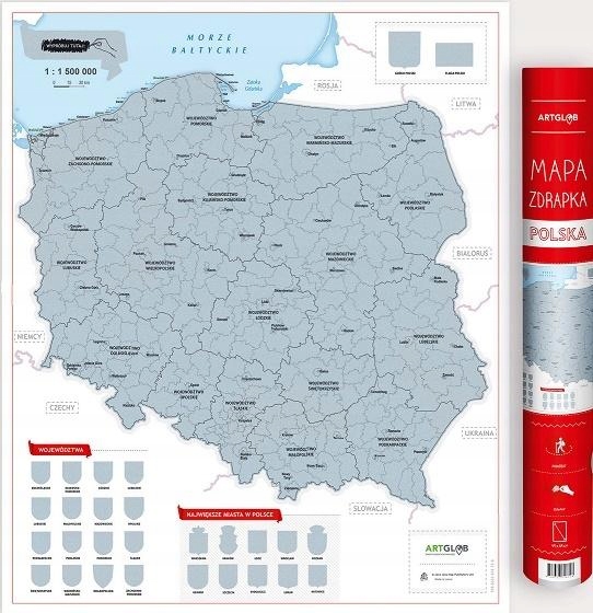 Mapa zdrapka Polska 1:1 500 000