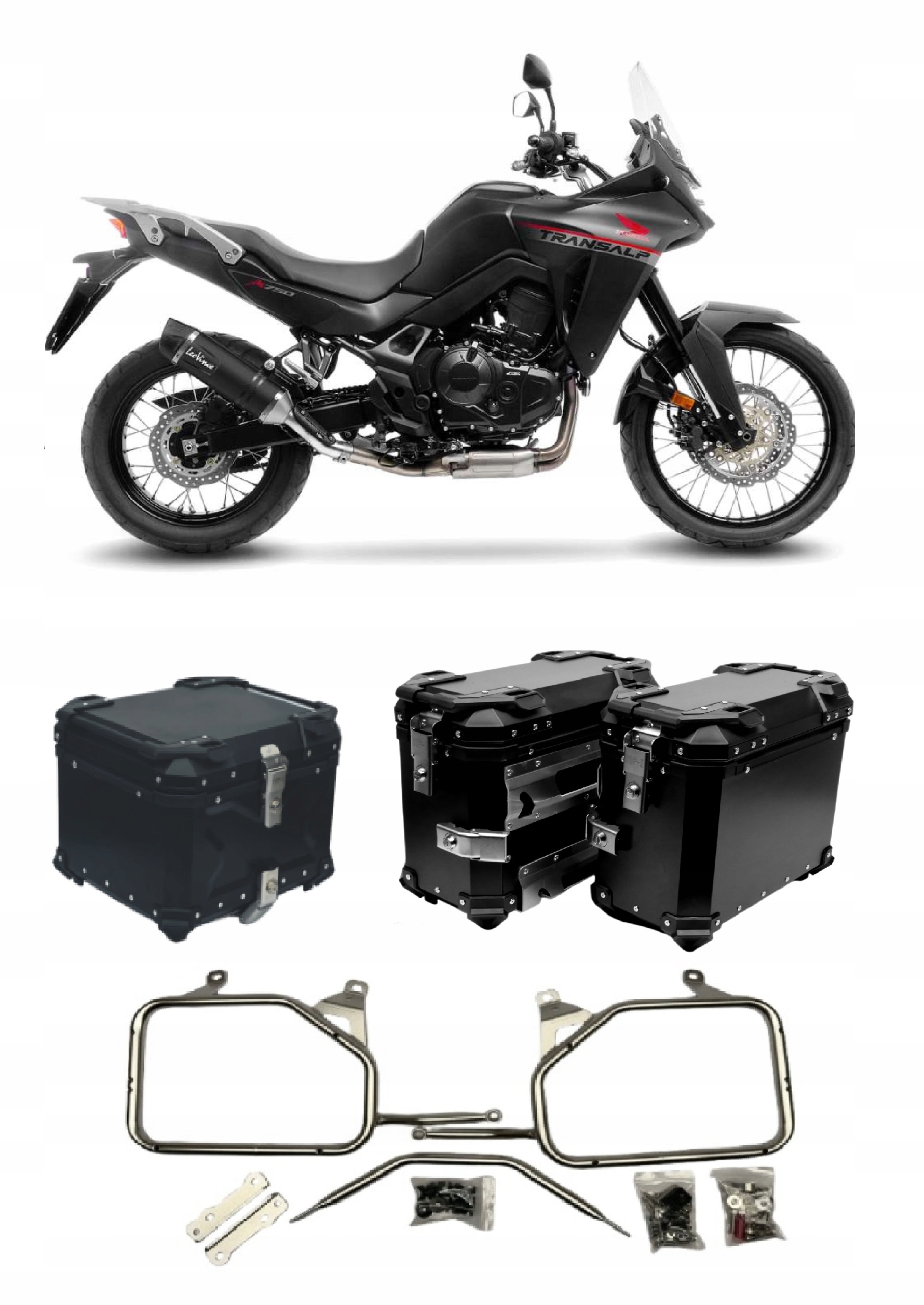Honda Transalp XL750 XL 750 23 24 TopX hliníkové kufry, eloxovaná boční konstrukce