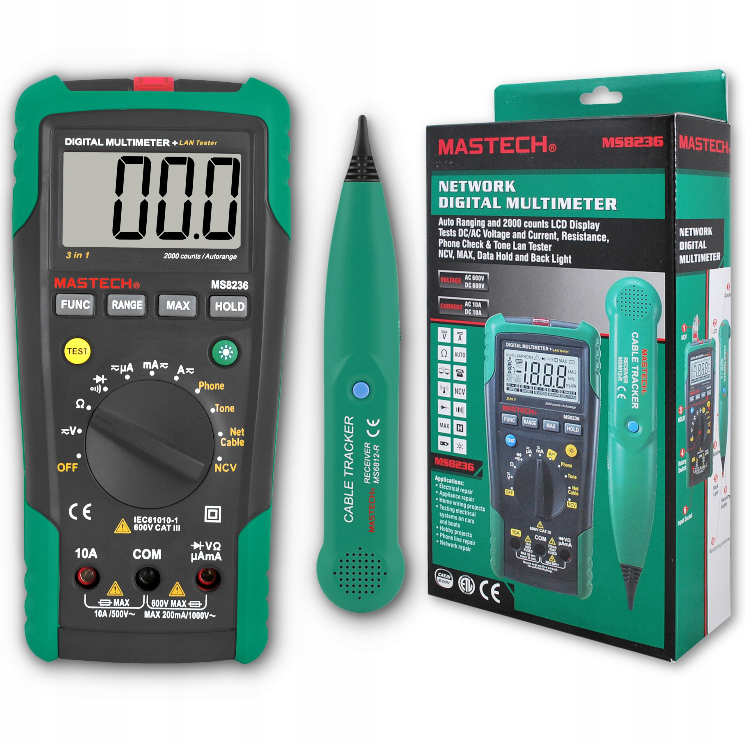 

Uniwersalny Miernik LCD Tester Kabli Mastech