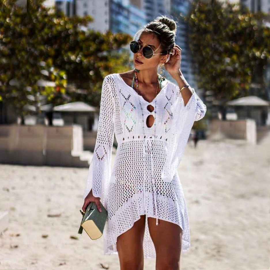 AŻUROWA TUNIKA PLAŻOWA SUKIENKA BIAŁA Marka SNM