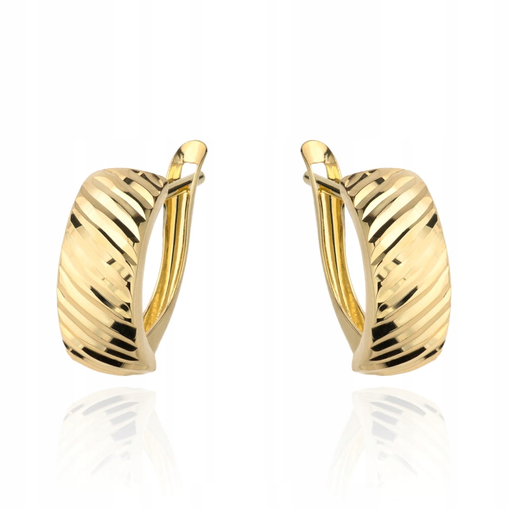 Náušnice zlaté 585 s diamantováním na anglickém zapínání 1.45 g dárek