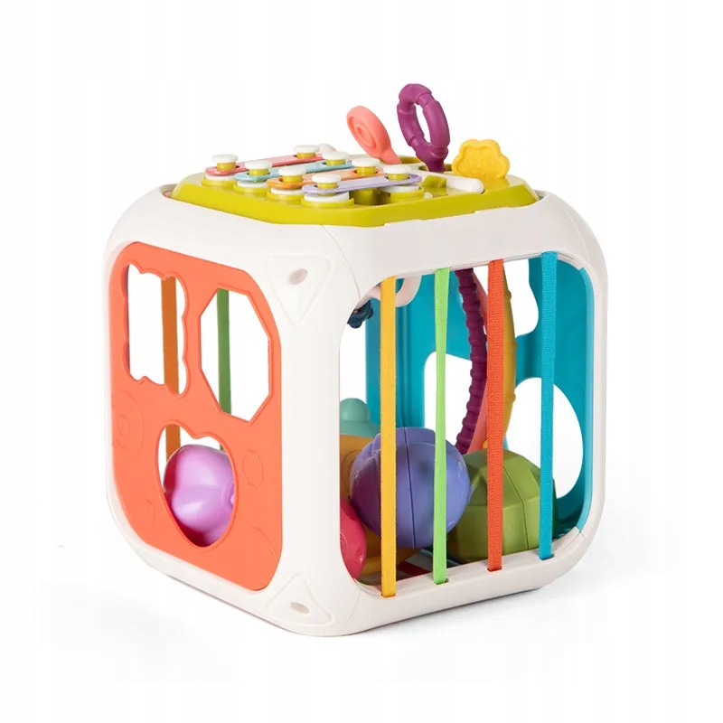 Kostka sensoryczna Montessori 7w1 – Zestaw zawiera