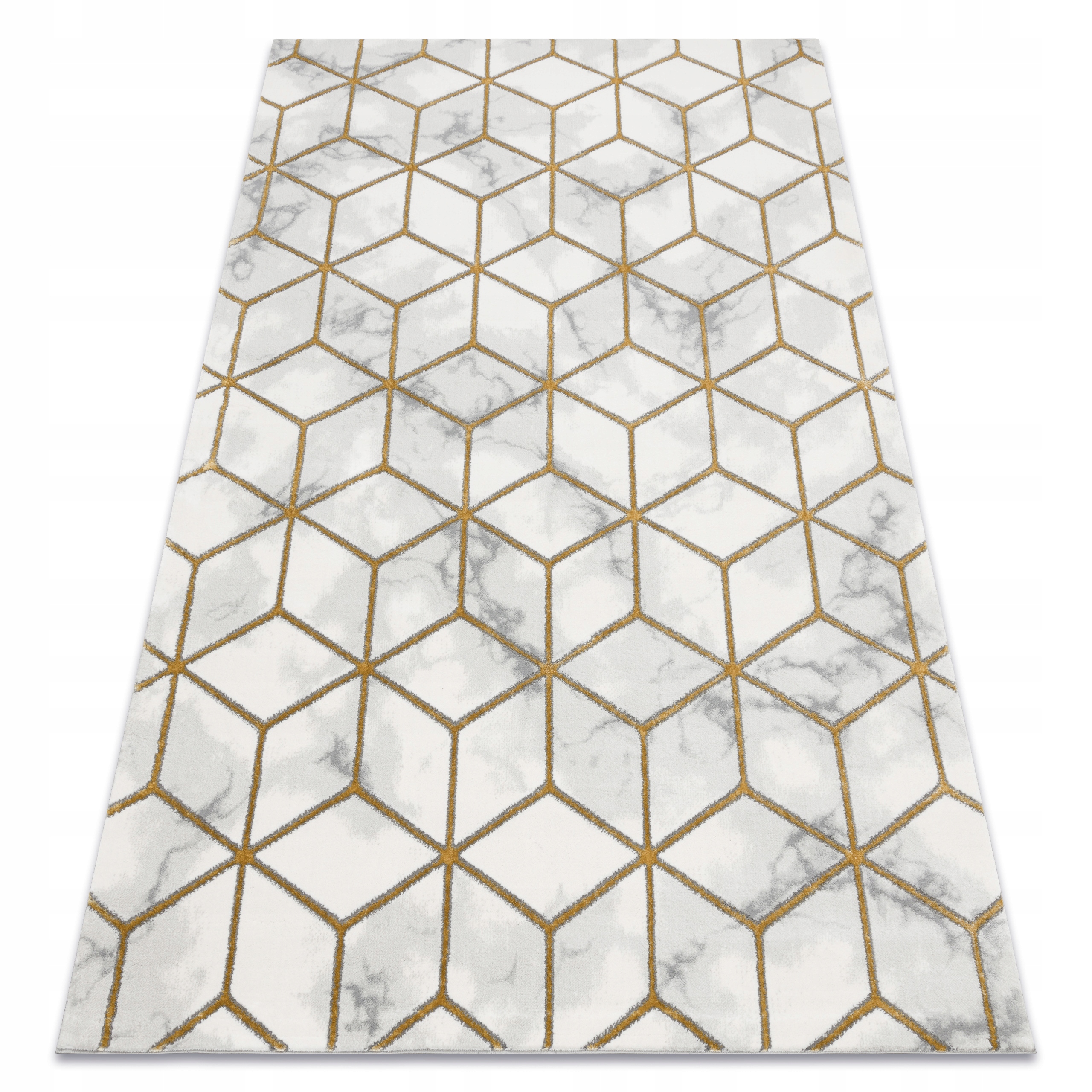 Stylový Koberec 160x220 Kostka 3D krém/zlatý #AF405