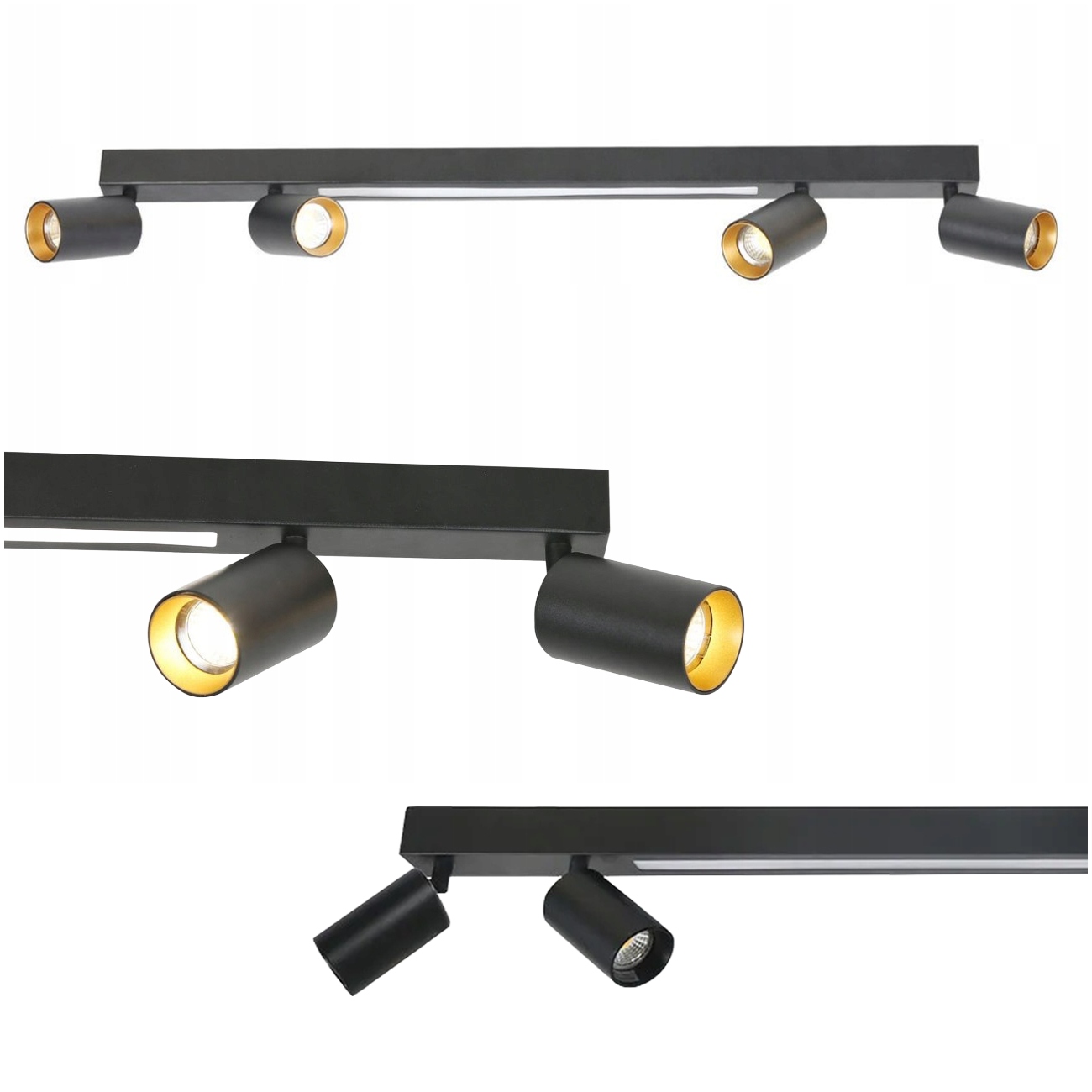 Stropná Lampa Perugia Čierna Zlatá Reflektory 4XGU10 18W Led Cct