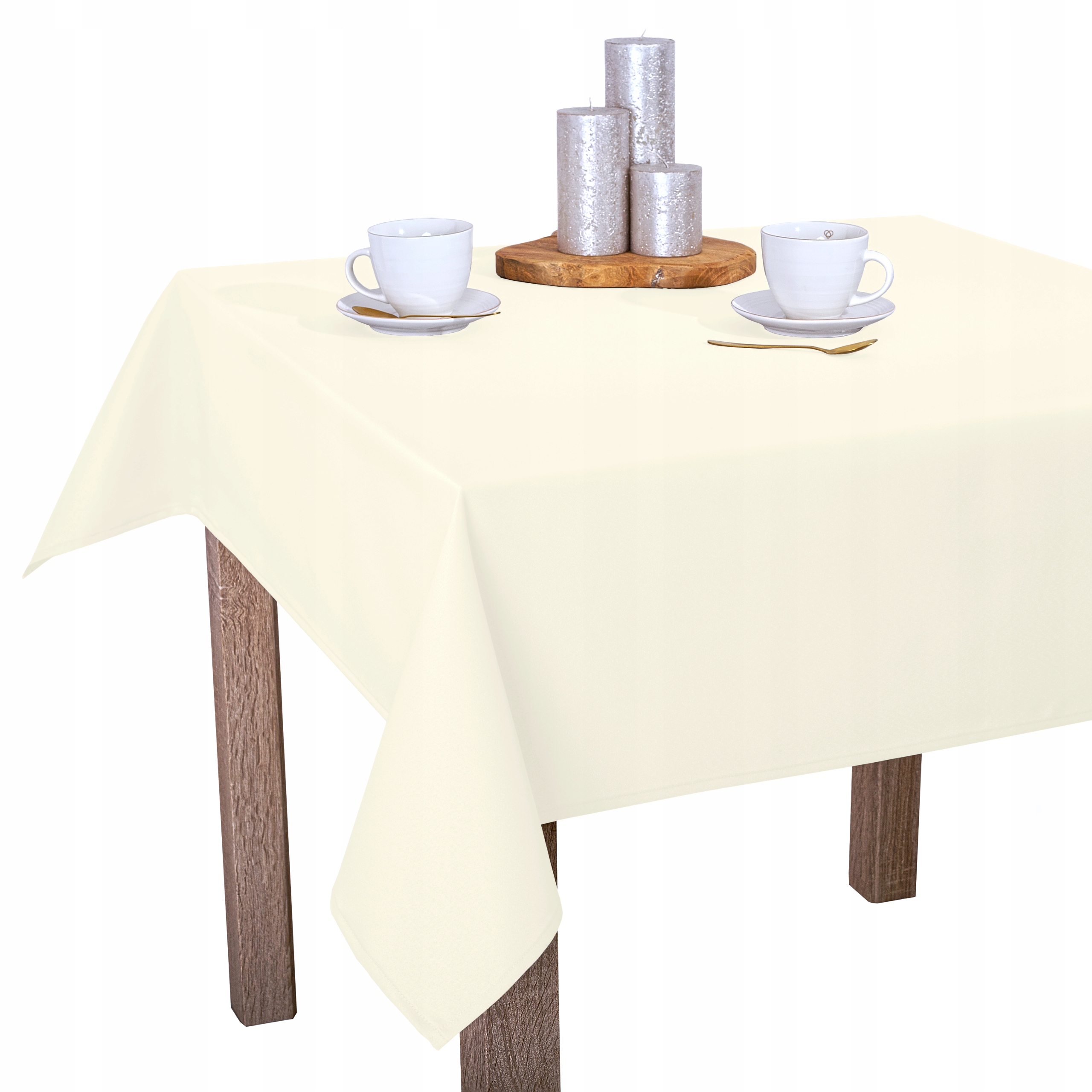 Hladký ubrus Ecru, odolný proti skvrnám, obšitý O1 Laura 150 x 370 cm