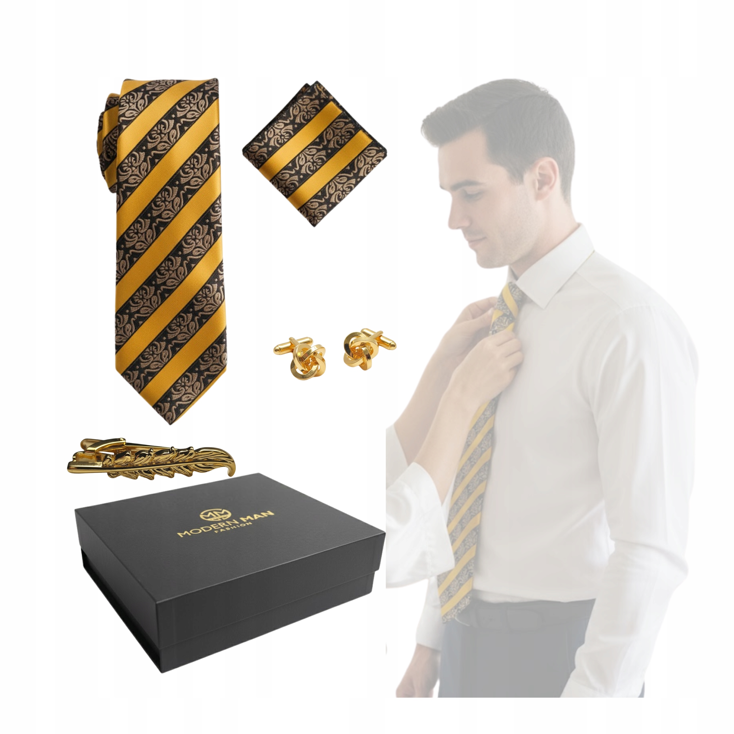 Dárková Sada Kravata Sponky Kapesníček Pro Otce Přítele Den Prarodičů
