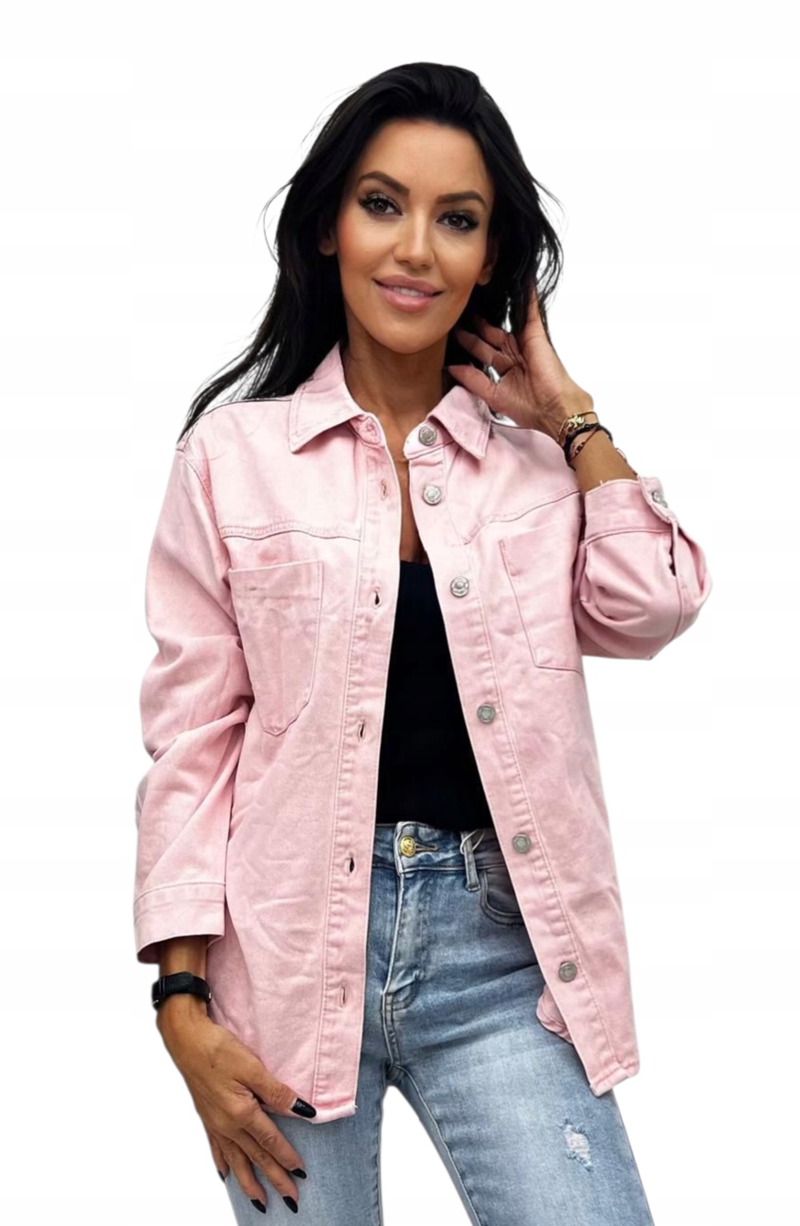 Koszulo Kurtka Katana Jasny Różowy Jeans Na Guziki rozmiar M 38