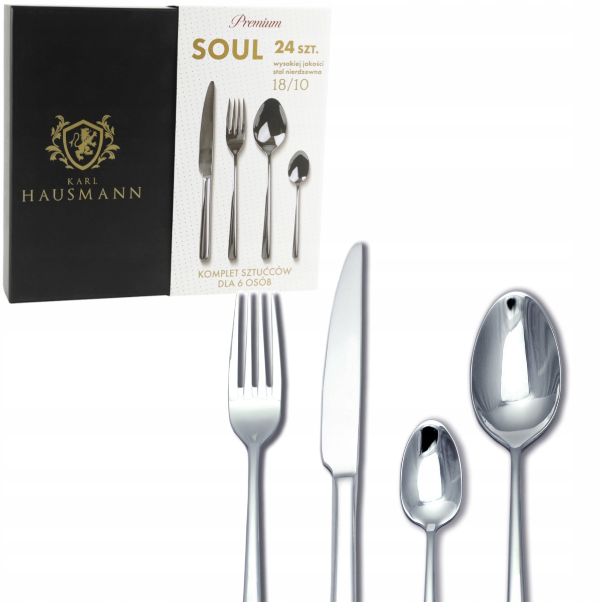 SZTUĆCE KOMPLET ZESTAW SZTUĆCÓW 24 EL STAL POŁYSK