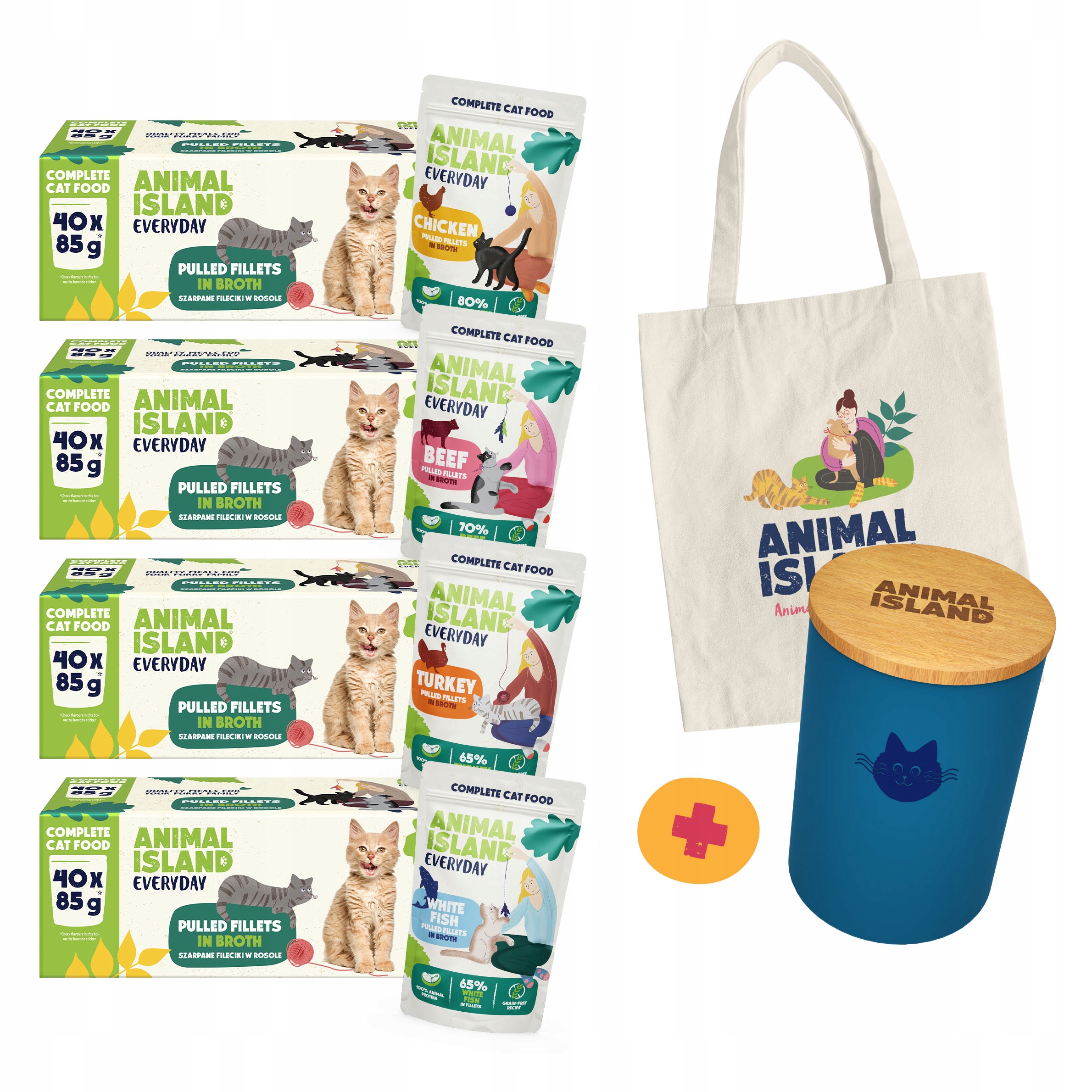 Animal Island Zestaw Dla Niejadka Kot Saszetki 4x40PAK Monopaki Gratisy
