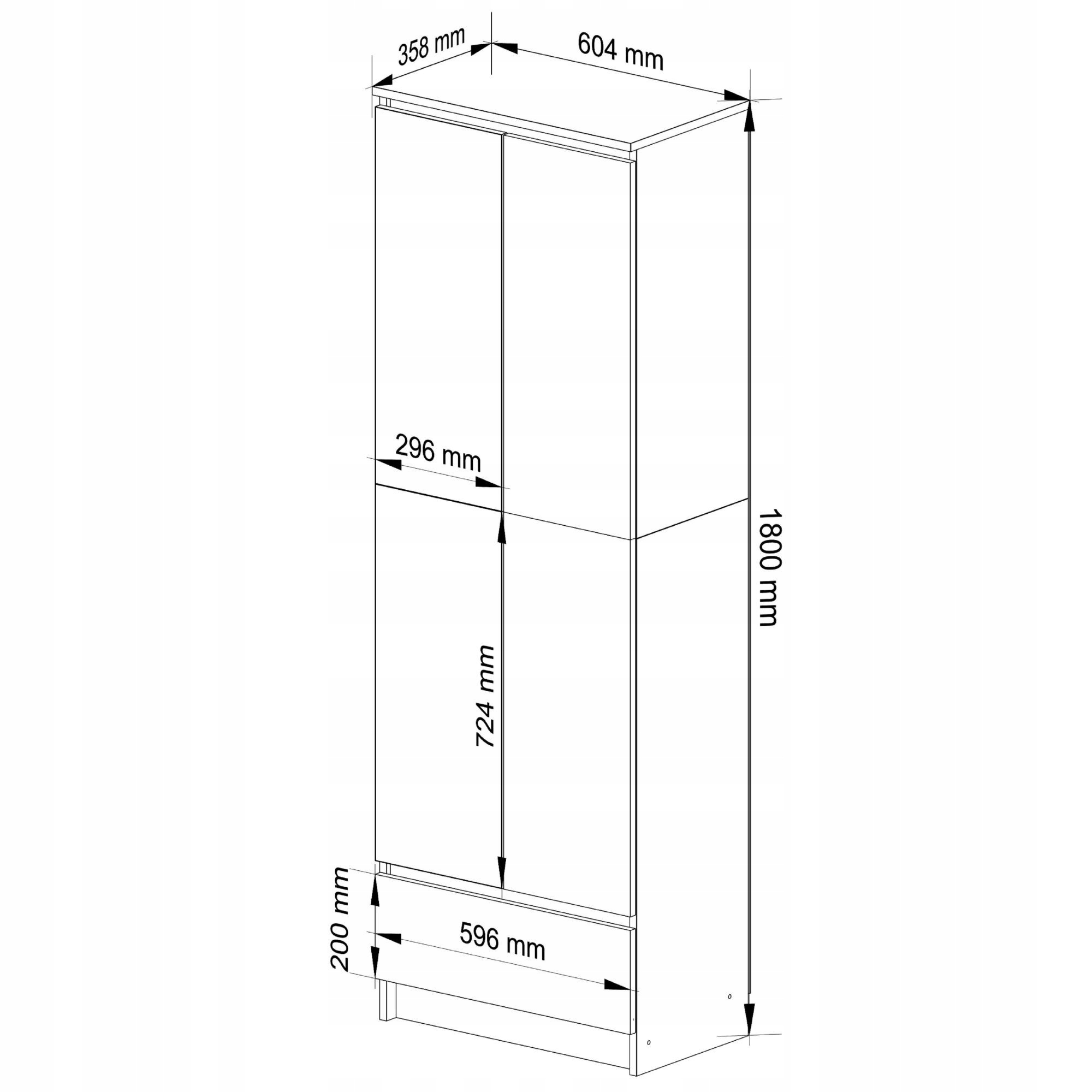REGAŁ ZAMKNIETY R60 2D 1SZ CLP PK DĄB SONOMA