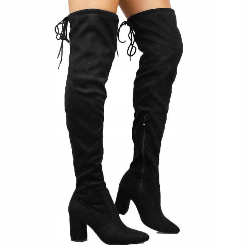 

Czarne kozaki za kolano na słupku K-99111 r.39