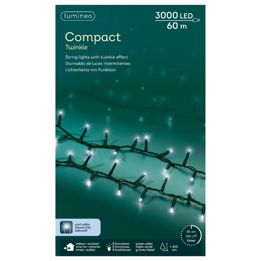 Lampy 3000 Led vonkajšie/vnútorné Studená Biela s programátorom 60 m