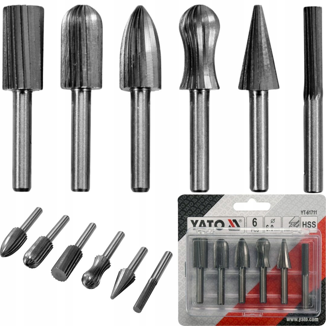 FREZY TRZPIENIOWE DO METALU 6 MM 6 SZTUK HARTOWANE HSS 4241 YATO