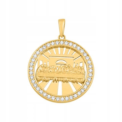 Medailon poslední večeře je vyroben ze zlata 585 a zdoben zirkony.