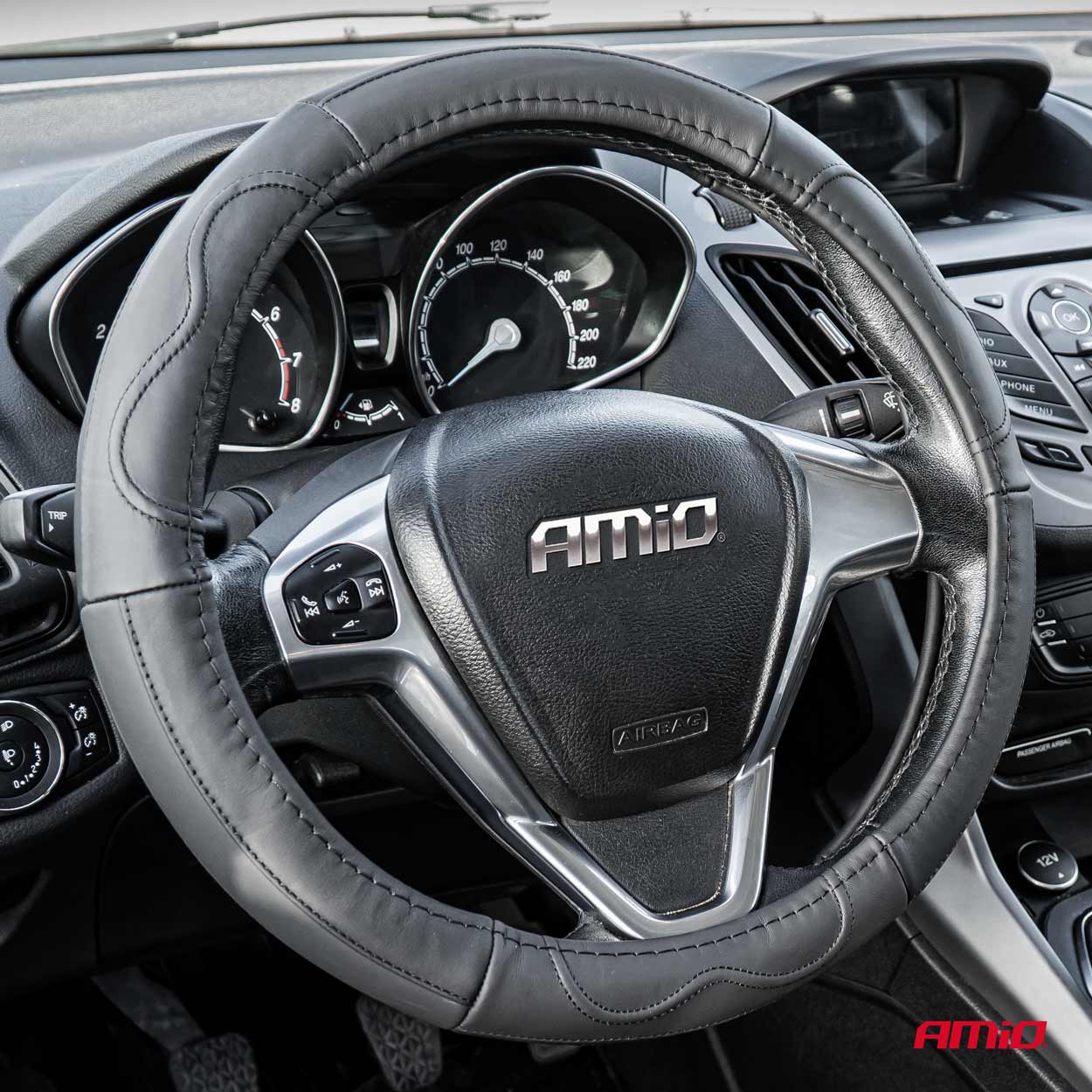 POKROWIEC NAKŁADKA NA KIEROWNICĘ SKÓRZANY 35-37 CM Producent Amio