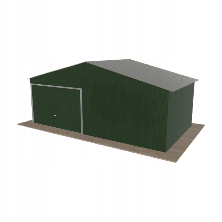 Plechová garáž 6.5 x 3.5 m, jednopolohová, sedlová, zelená