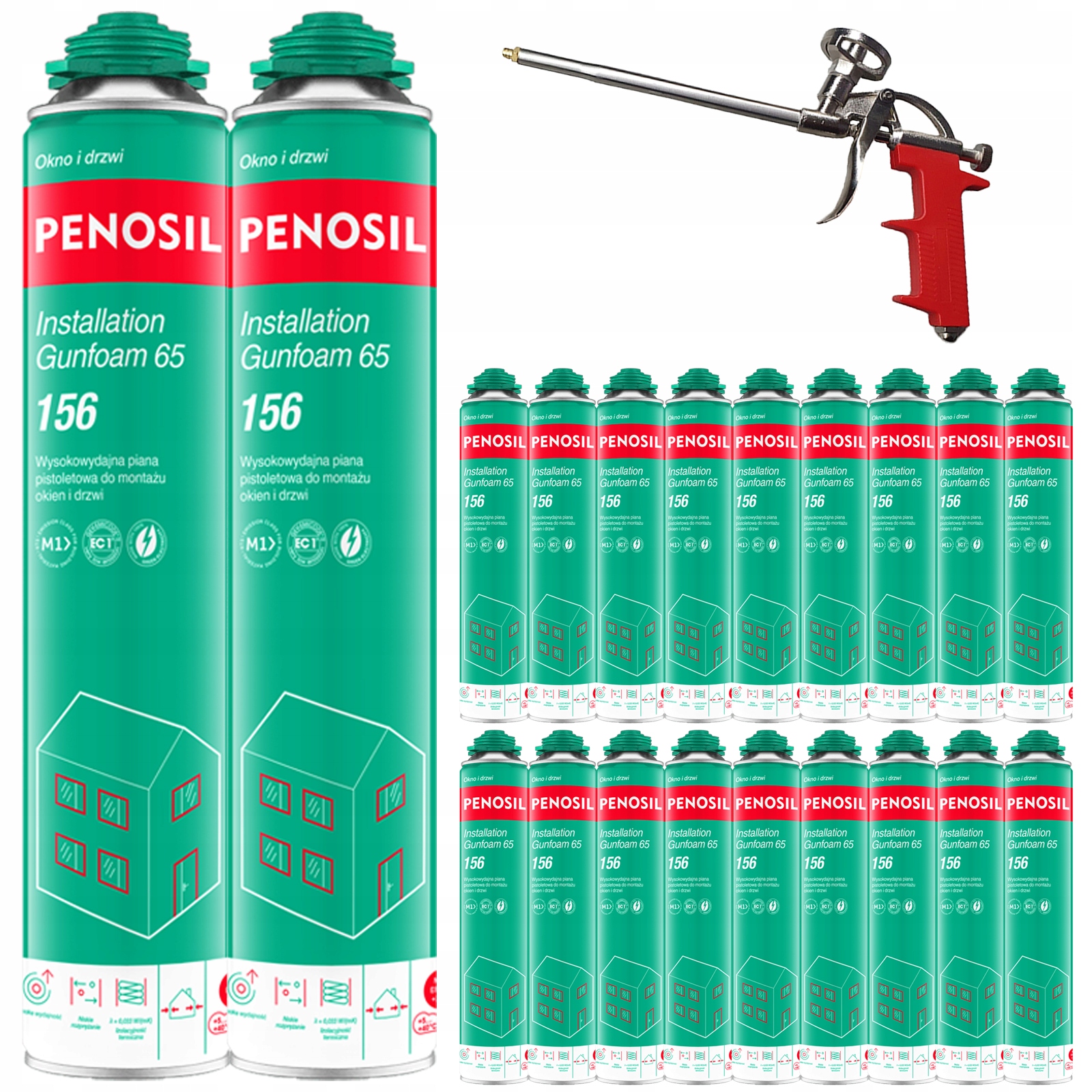 20 x Montážna pena Penosil 65 Výkonná Pena 830 Pištoľ