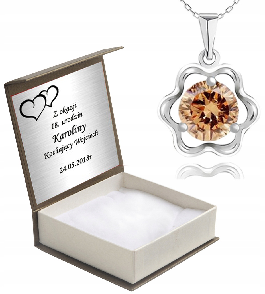 

Wisiorek Z Szampańską Cyrkonią Łańcuszek + Grawer