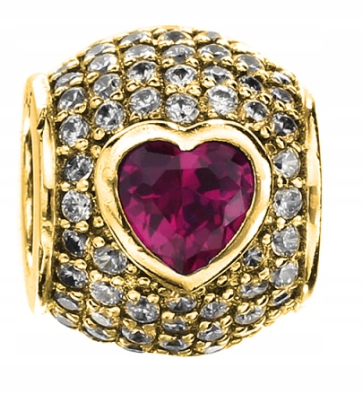 

Charms złoty Różowe Serduszko Cyrkonie srebro 925