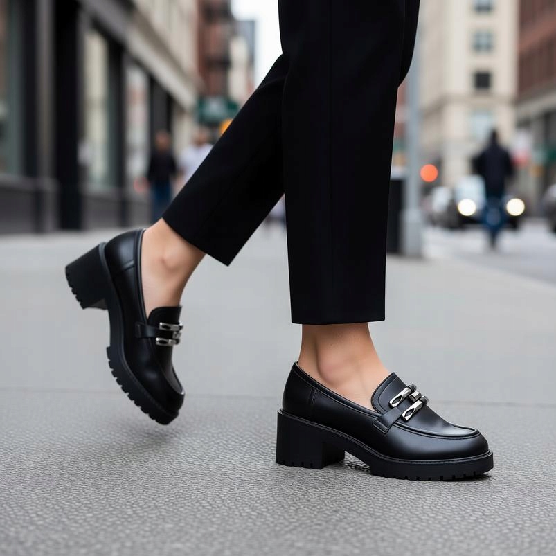 Mokasíny dámské polobotky na podpatku Černé Marco Tozzi Feel Me 24770