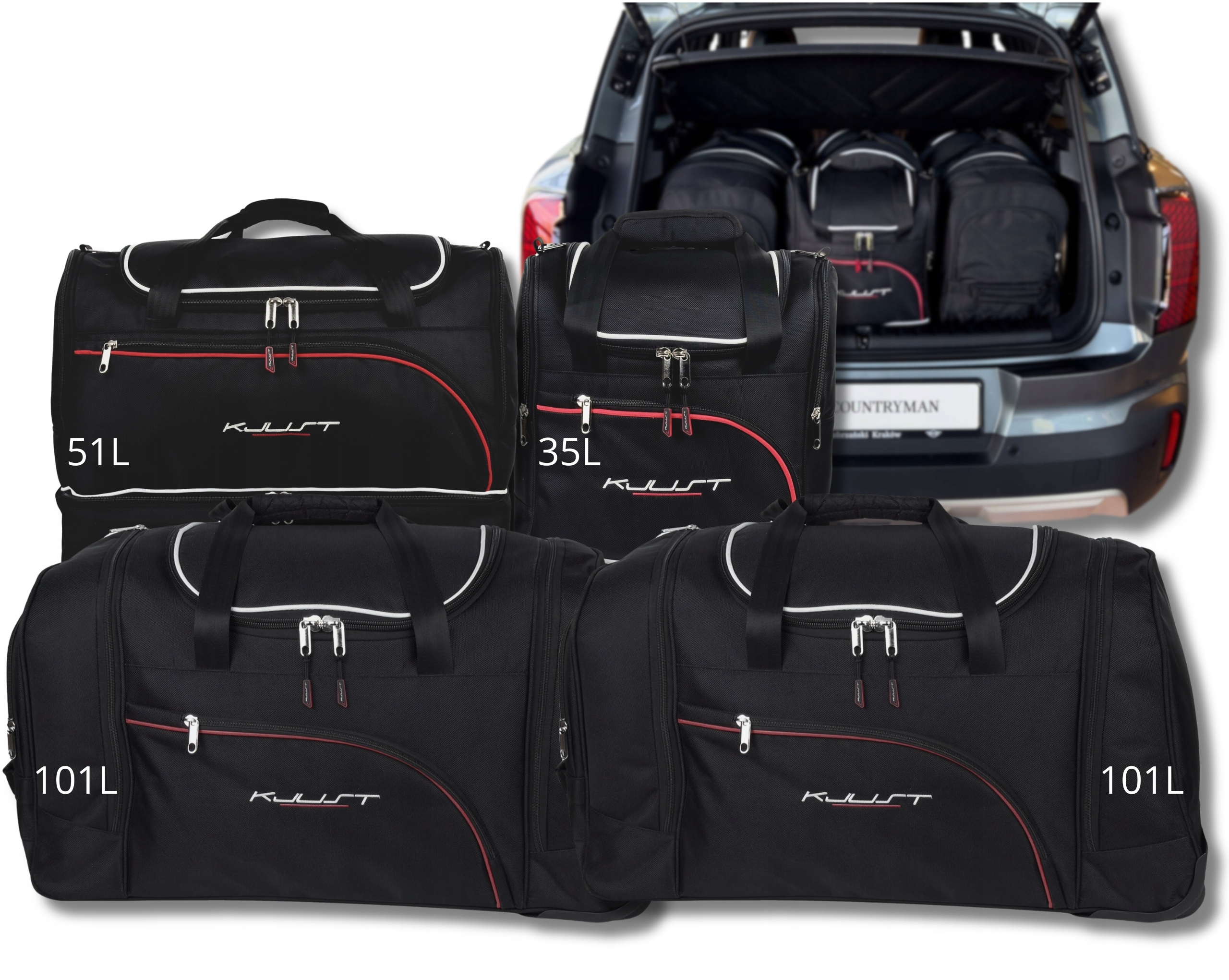 Sada tašiek Komplet Kjust do batožinového priestoru Mini Countryman Mhev 2023+ 4 ks