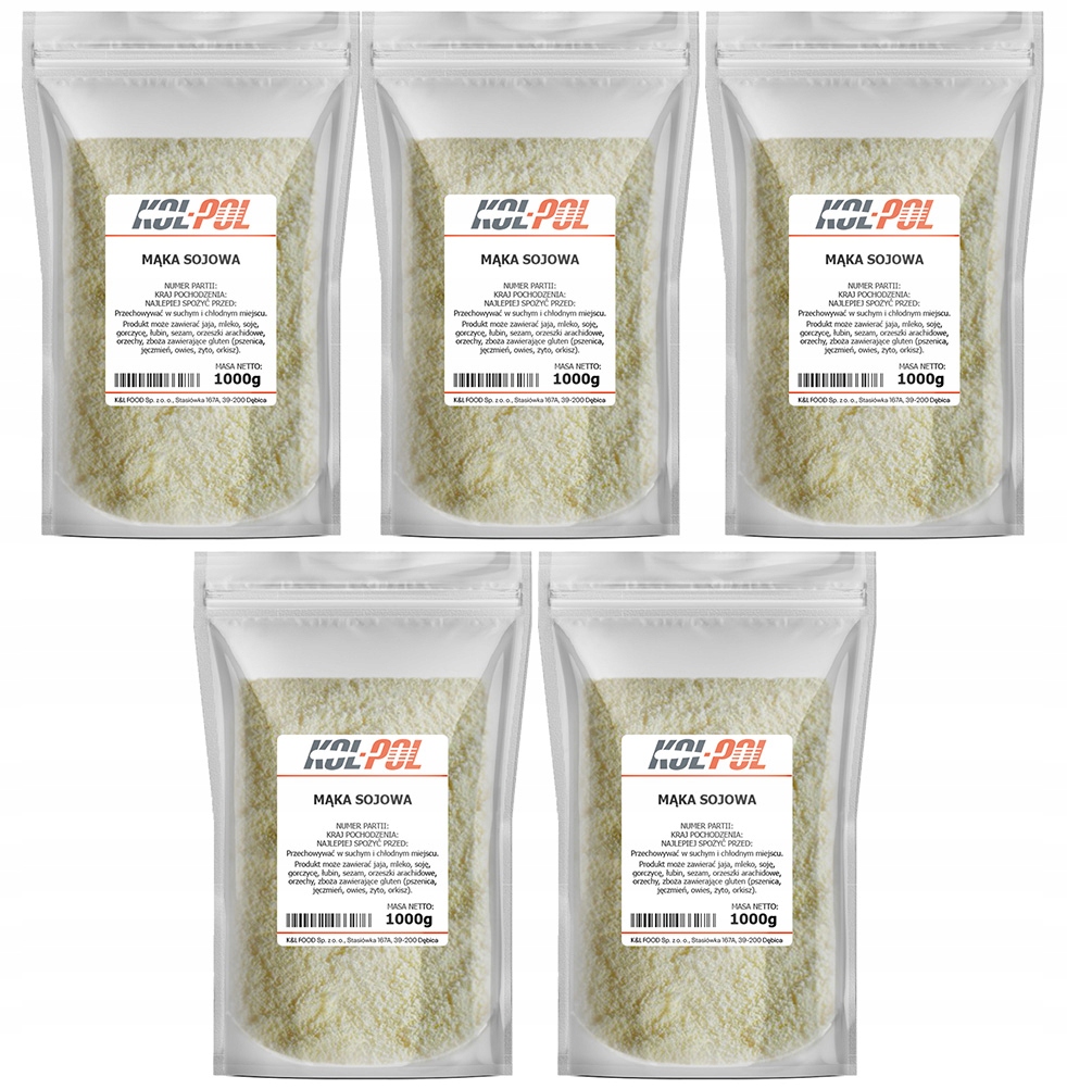 Sójová Mouka 5 kg Odtučněná sója bez Gmo, přírodní, vysoká kvalita Kol-Pol