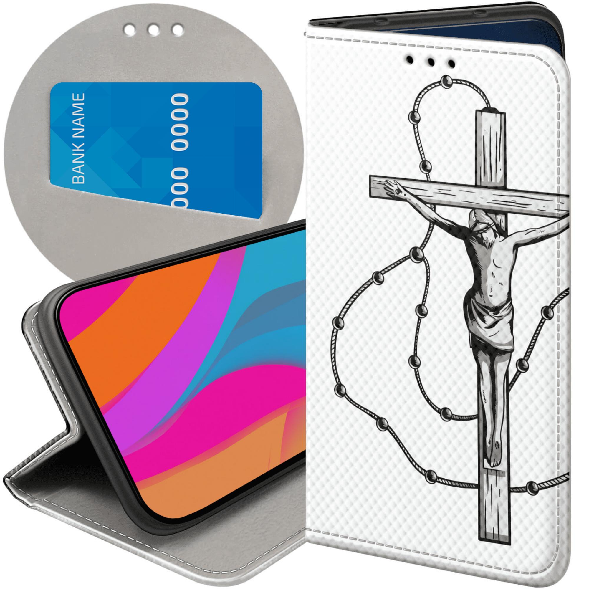 Etui Z Klapką Do Oppo RENO12 5G Jezus Krzyż Różaniec Bóg Futerał Case