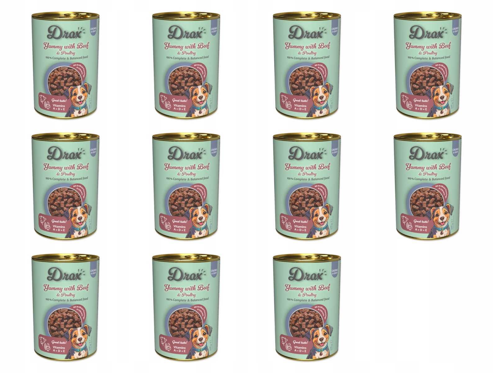 Levně Konzerva Drax Adult s hovězím a drůbežím 415g balení 11 ks