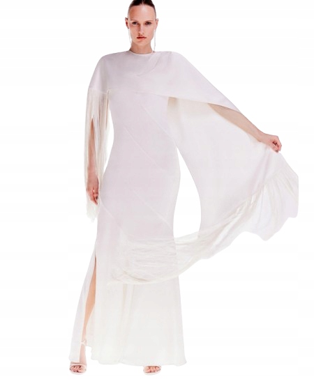 Karen Millen Saténová Šaty MIDI S Třásněmi Petite 34 B1E