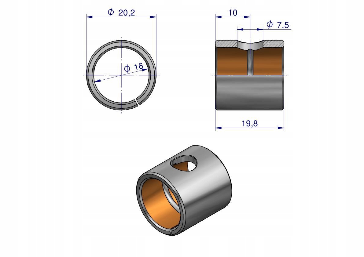 Tulejka dźwigienki zaworowej 950535 C-330/360/Zetor ( sprzedawane po 4 ) Producent części bez marki