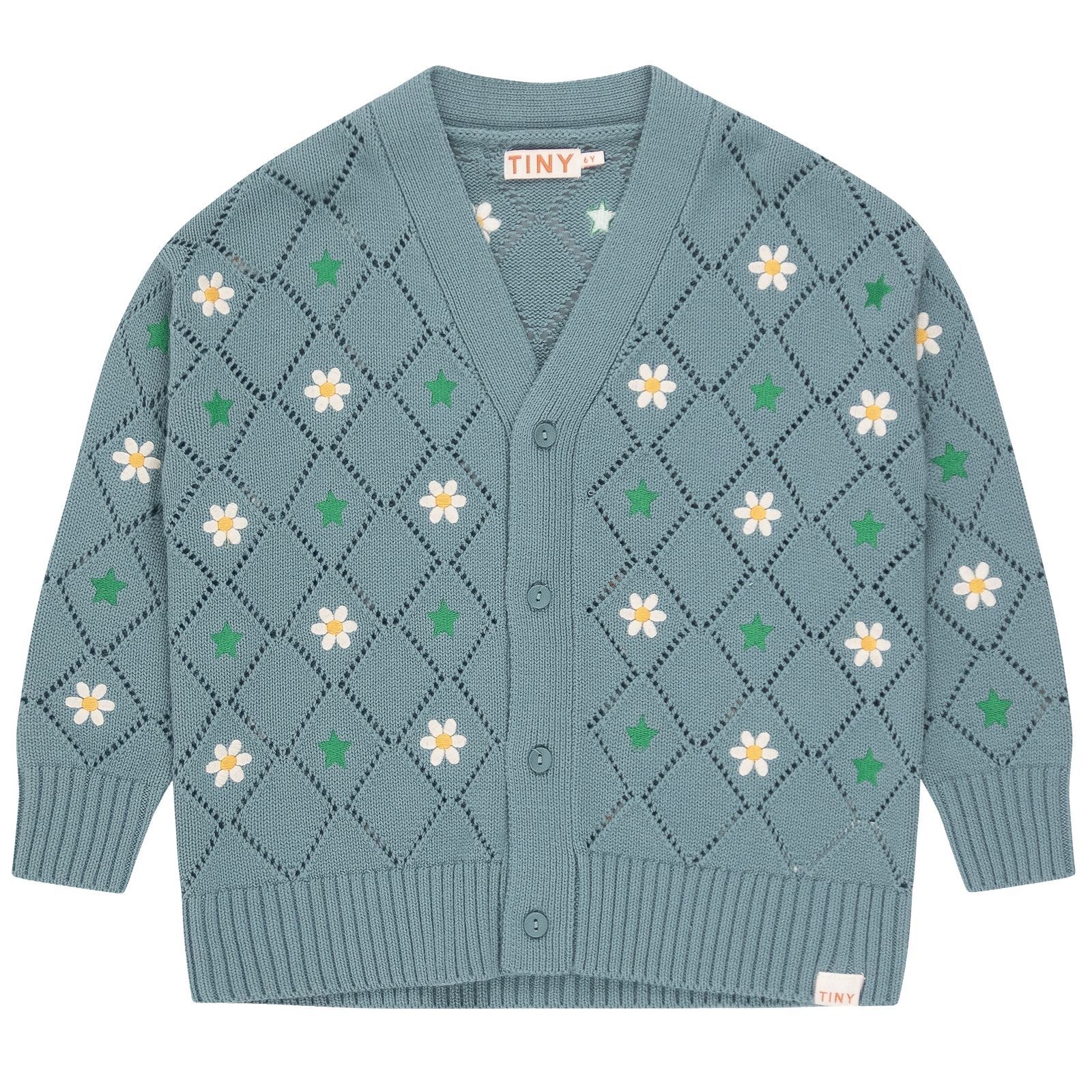 Kardigan Gwiazdy i Kwiaty Dark Pistachio 10Y Zielony Tiny Cottons
