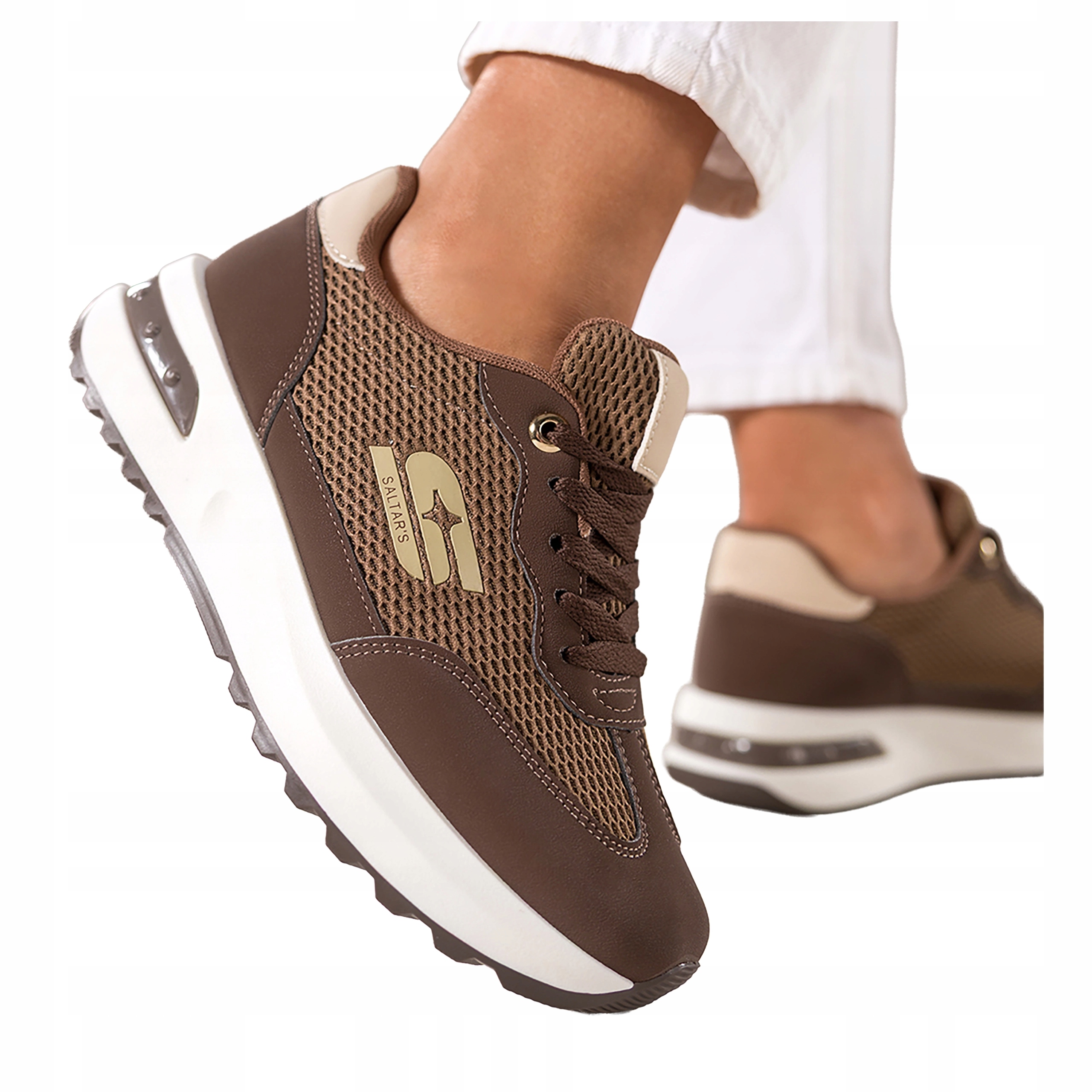 Čokoládové Tenisky Dámské Pohodlné Sportovní Šněrovací S Síťkou, velikost 40