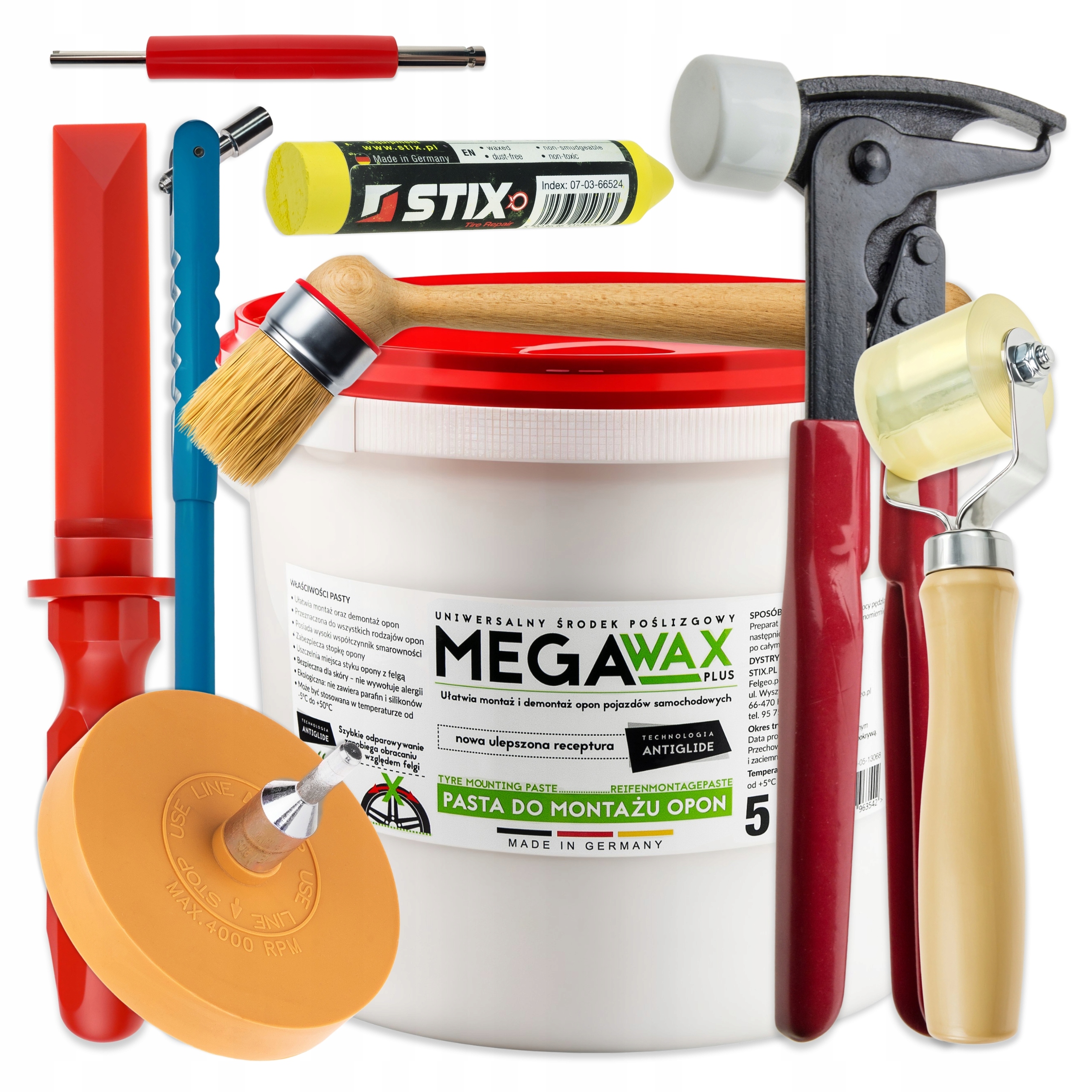 Sada Pro Servis Pneumatik Stix ZW4 Pasta 5KG Škrabka Kroužek Křída Rolka Štětec