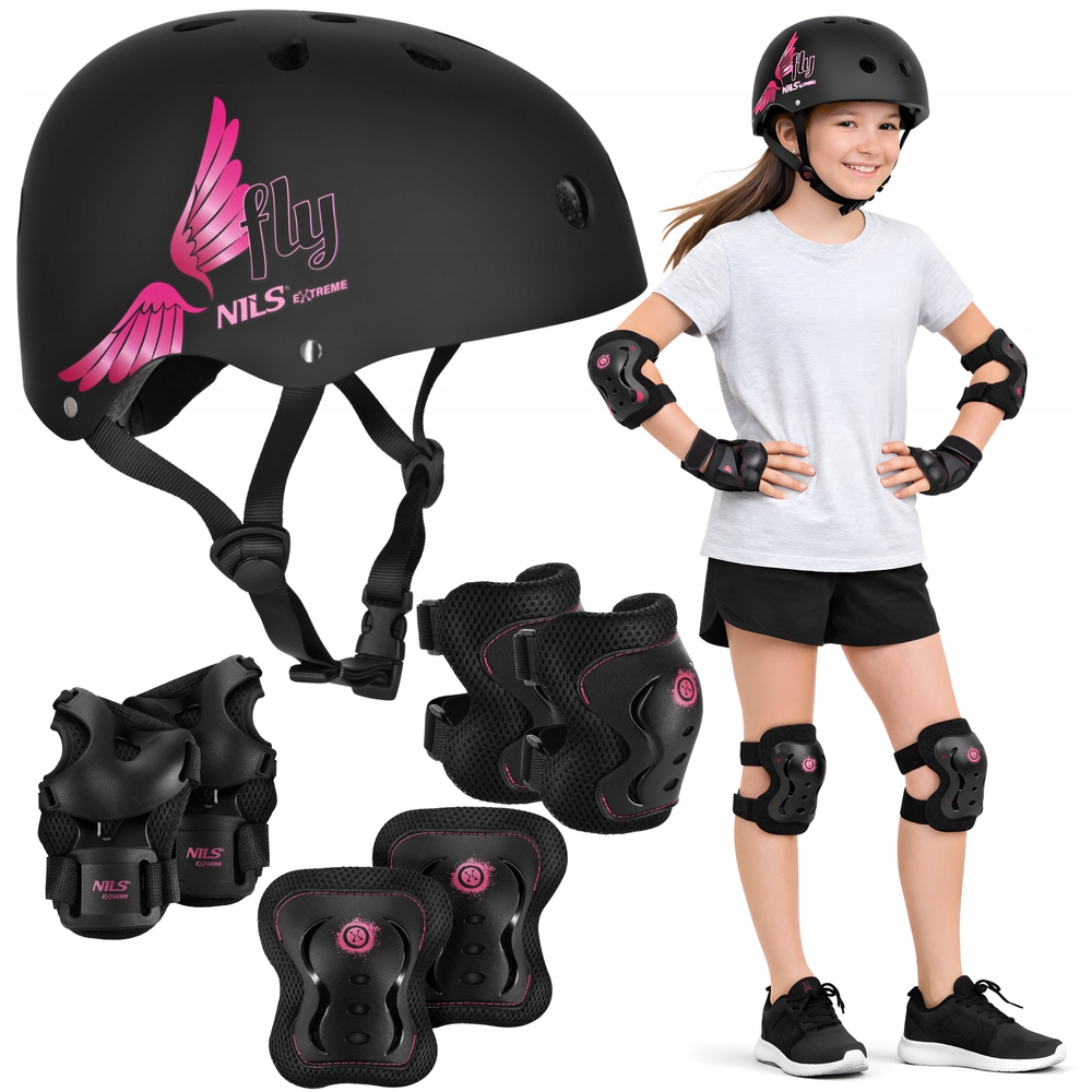 Kask Rowerowy Z Regulacją Na Rolki 55-58 cm Orzeszek Zestaw Ochraniaczy M