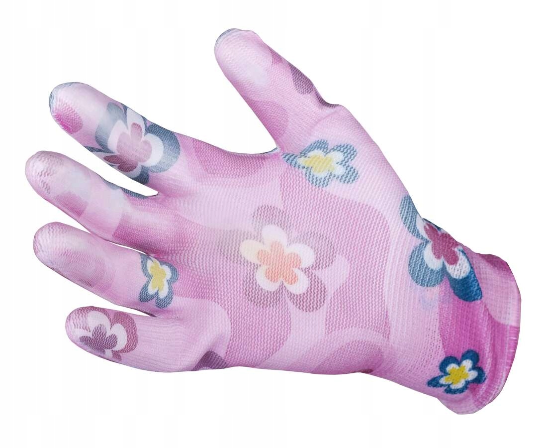 RĘKAWICE ROBOCZE DAMSKIE OGRODOWE POWLEKANE RĘKAWICZKI KOLOROWE KWIATKI 8 M Marka Schmith