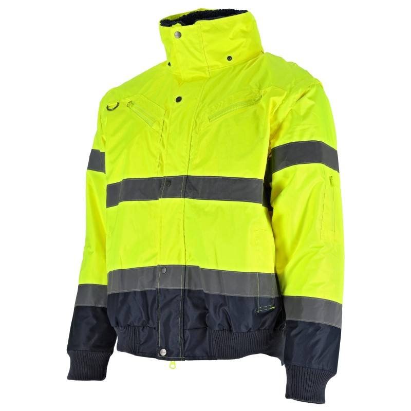 Bunda zateplená, výstražná Bomber, 3v1, 2XL, žlutá, Stalco